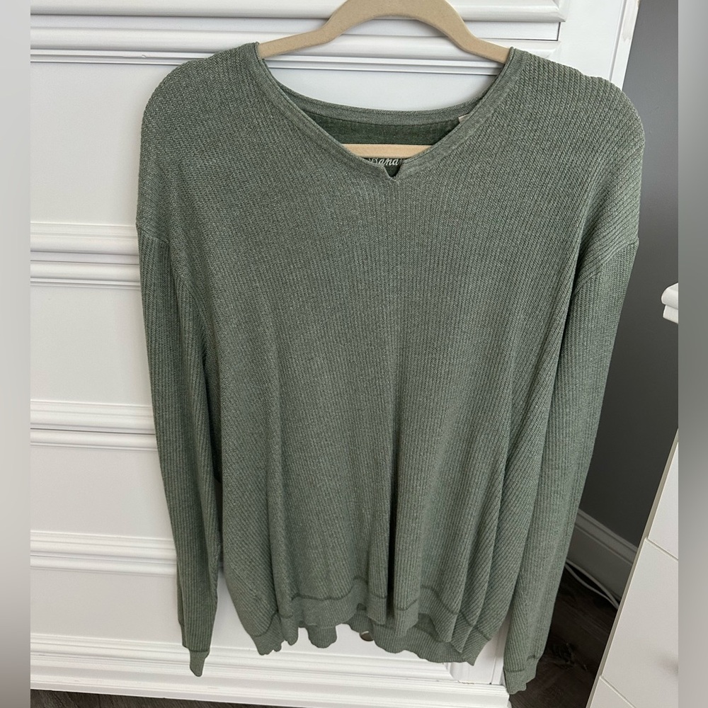 Tommy Bahama Men’s Long Sleeve Green Sweater V Neck Size XXL 2X Pullover